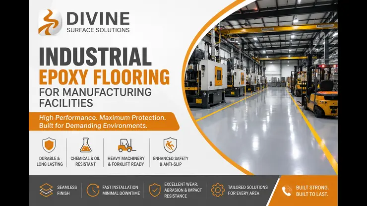 Industrial epoxy flooring for manufacturing facilities in Sydney with durable, chemical-resistant flooring for heavy machinery and forklifts.